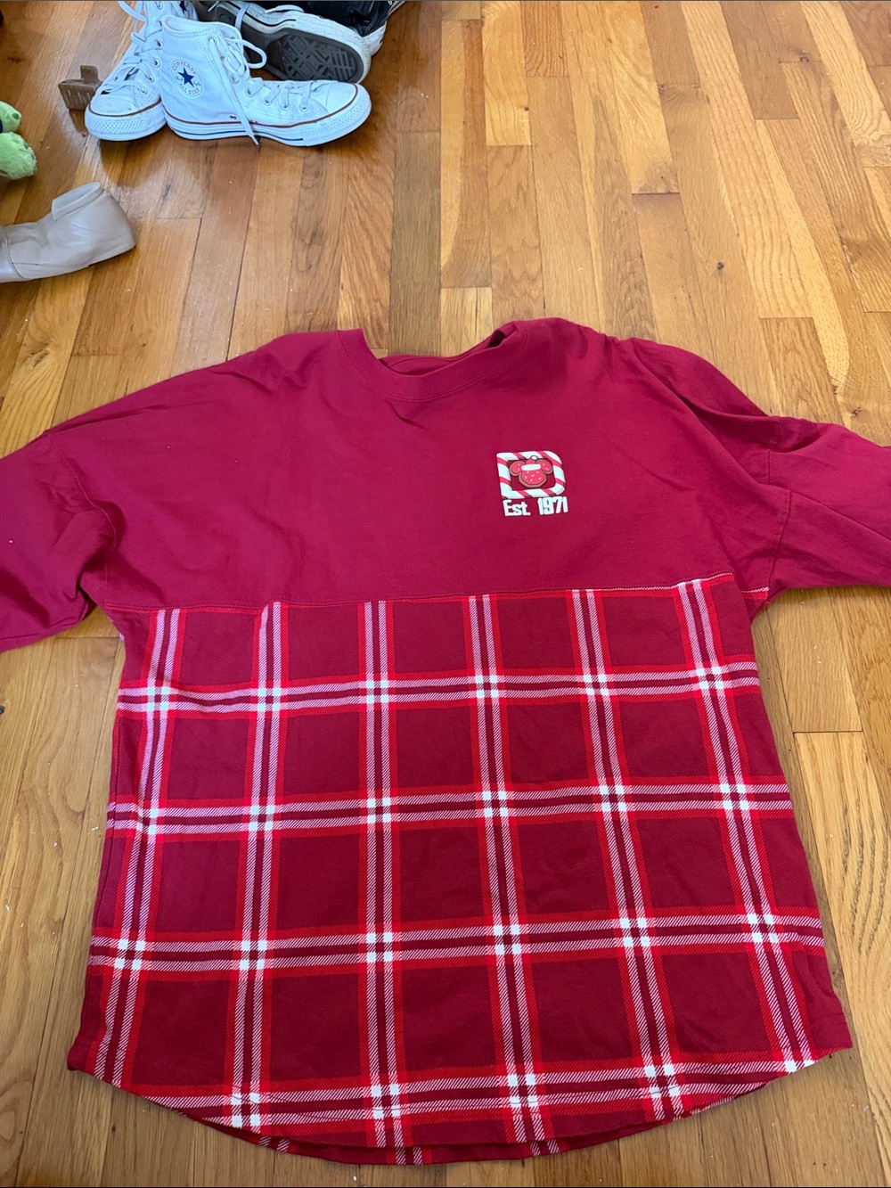 Disney Red Plaid Spirit Jersey